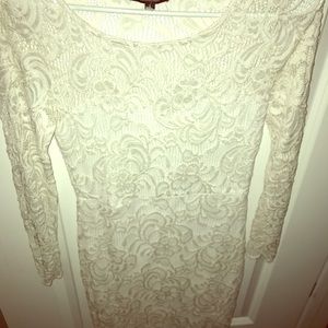 White cocktail long sleeved see through dress